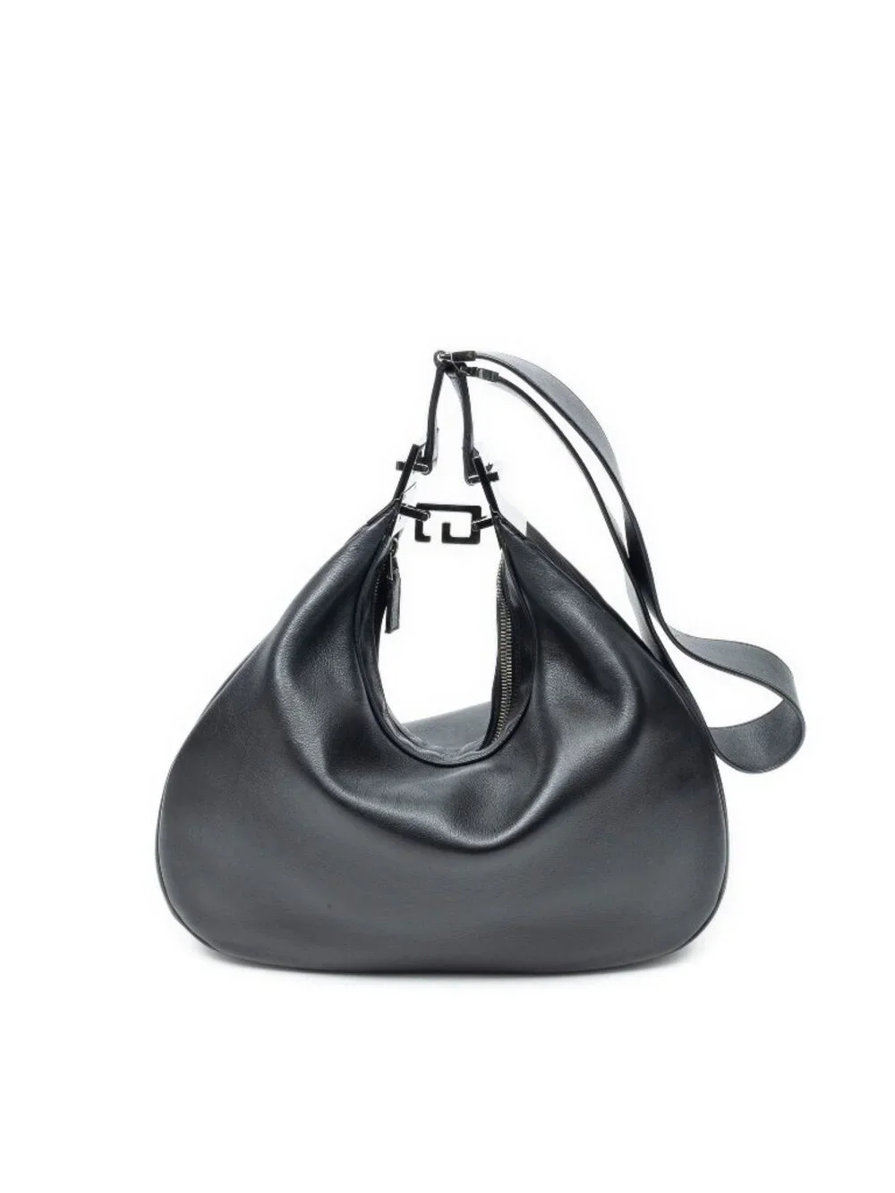 Gucci Zip Hobo Black Calfskin Leather